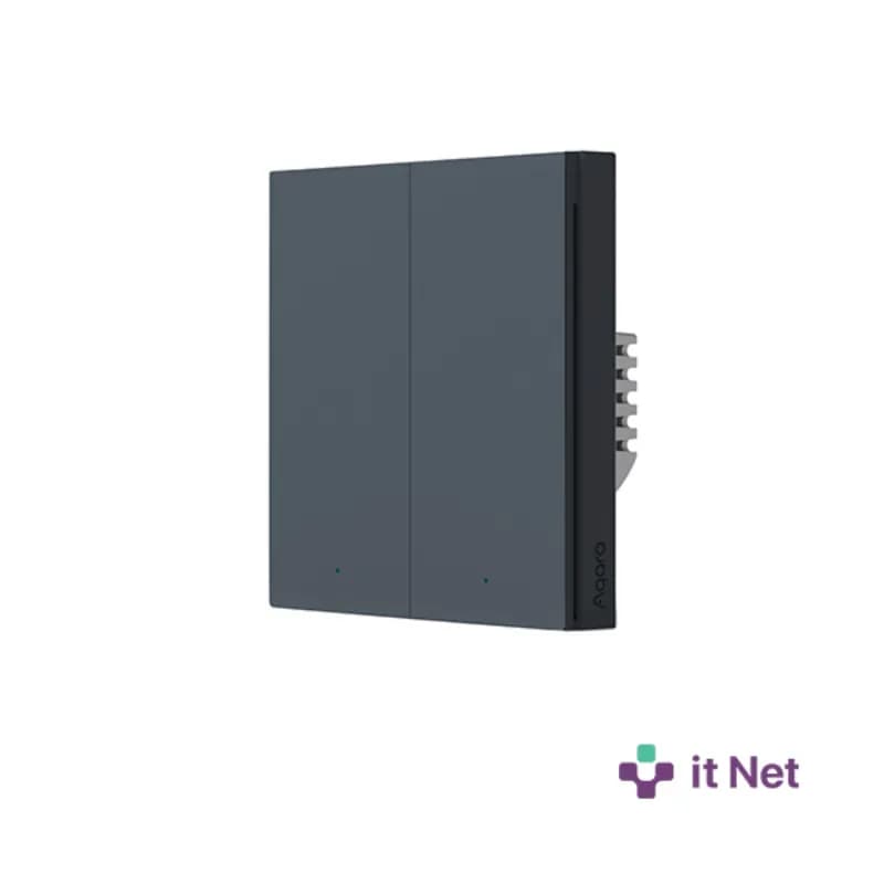 AQARA -WS-EUK02 (Умный настенный выключатель без нейтрали Aqara H1) Графит-2 клавиша