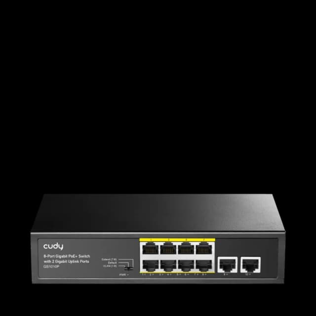CUDY GS1010P 8-Port Gigabit PoE+ Switch with 2 Gigabit Uplink Ports 120W