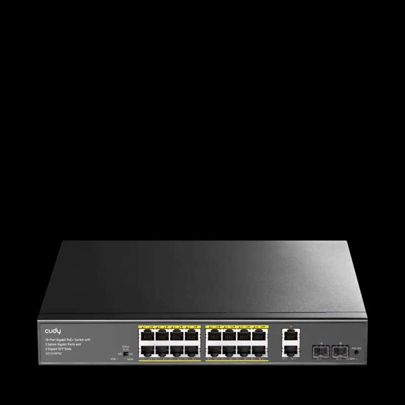 CUDY-GS1018PS2 (16-Port Gigabit PoE+ Switch with 2 Uplink Gigabit Ports and 2 Gigabit SFP Slots 200W)
